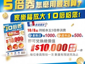 家樂福家電、五倍券優惠:滿千換萬元「十倍券」、滿500送1000家電優惠券!