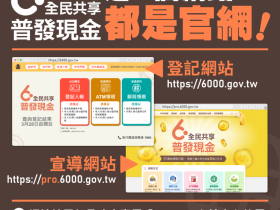 【政府普發6000元詐騙簡訊連結.網站】官網網址為6000.gov.tw、pro.6000.gov.tw!