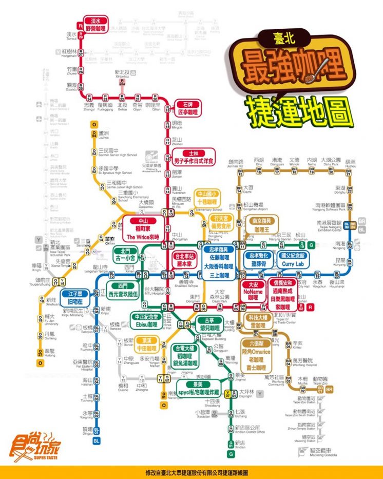 台北咖哩捷運地圖