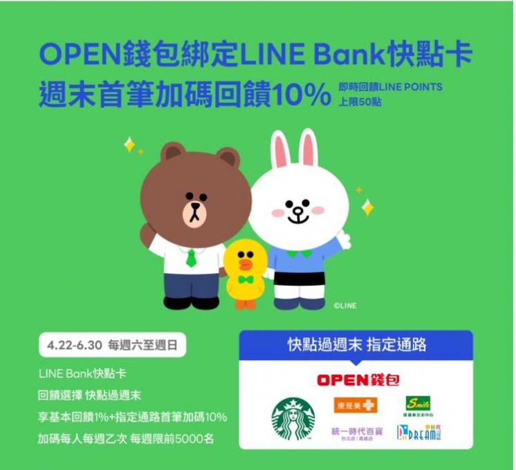 LINE Bank 快點過週末回饋優惠