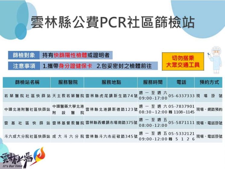 雲林公費PCR社區篩檢站