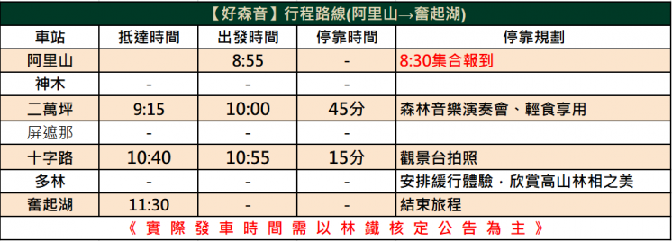 福森號時刻表