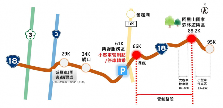 阿里山櫻花季交通管制圖