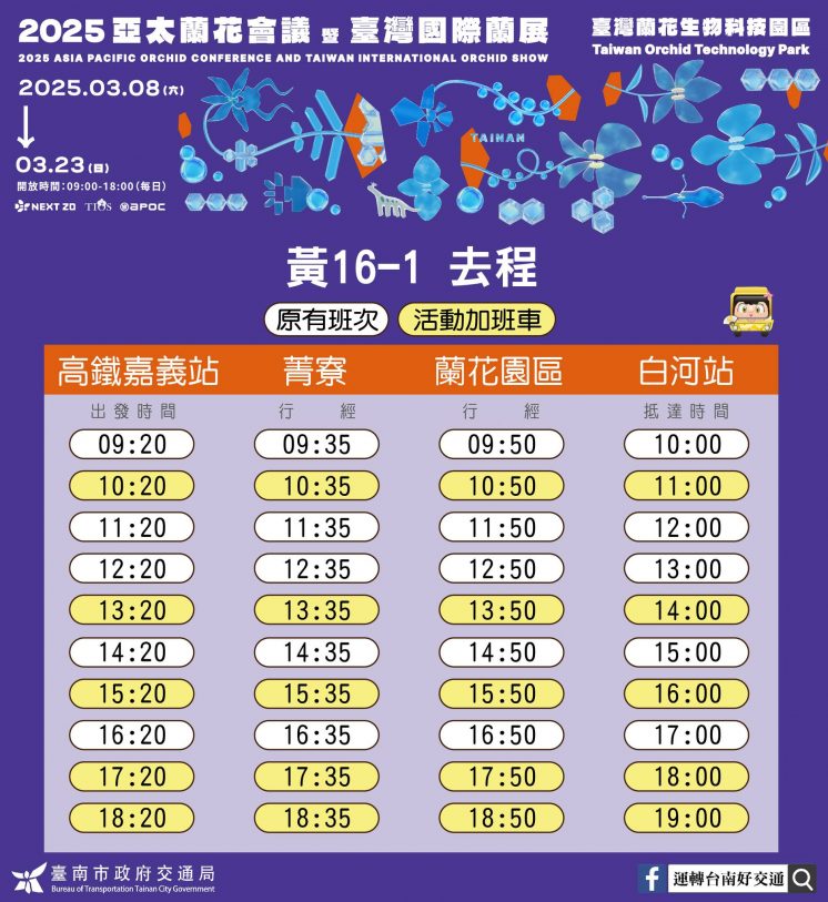 2025台灣國際蘭展公車時刻表