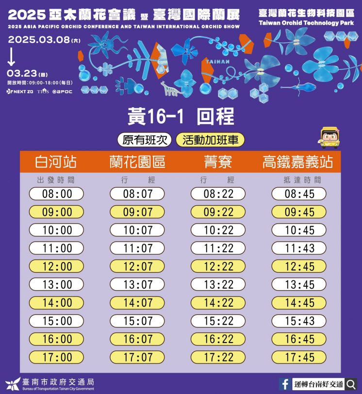 2025台灣國際蘭展公車時刻表