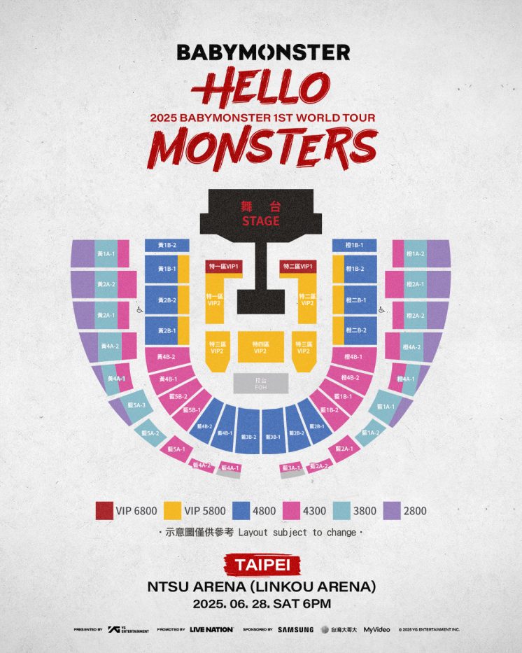 BABYMONSTER台灣演唱會票價圖