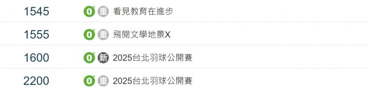 民視2025台北羽球公開賽節目表
