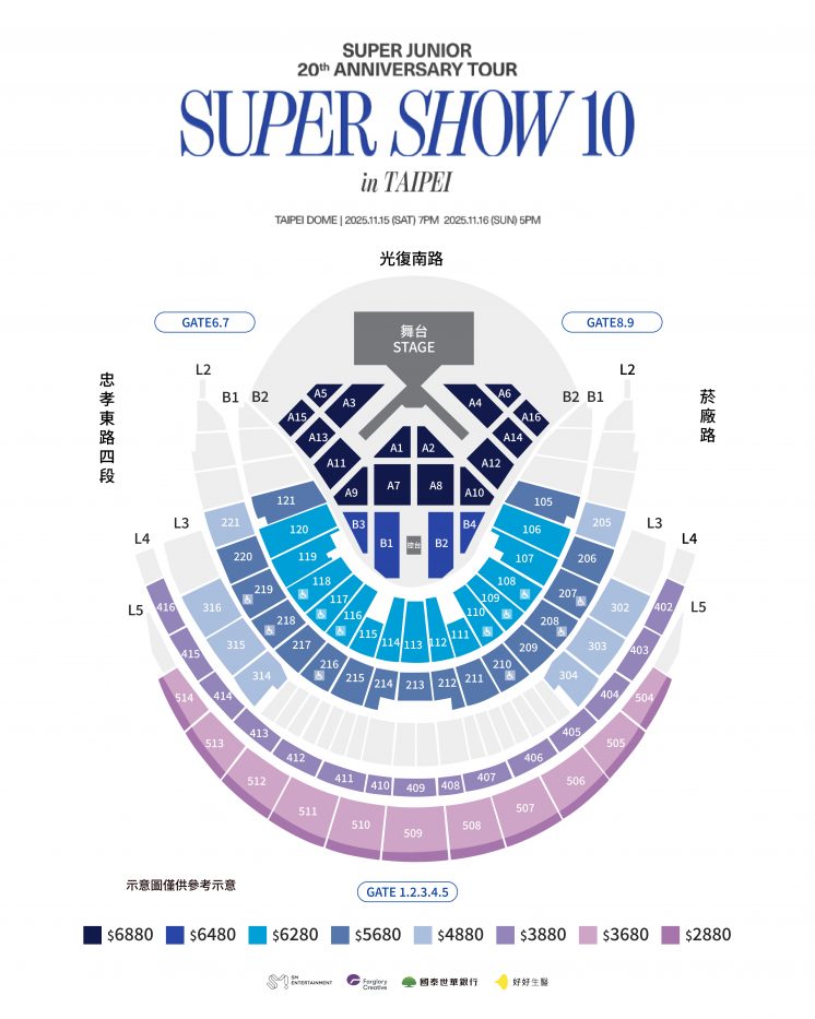 SUPER JUNIOR演唱會票價圖