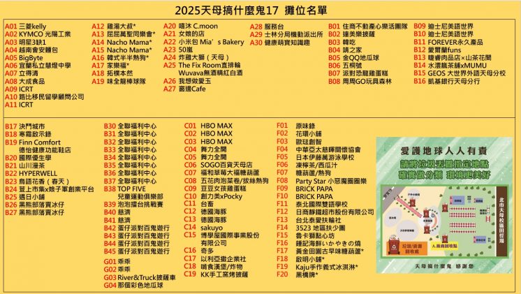 2025天母搞什麼鬼攤位名單