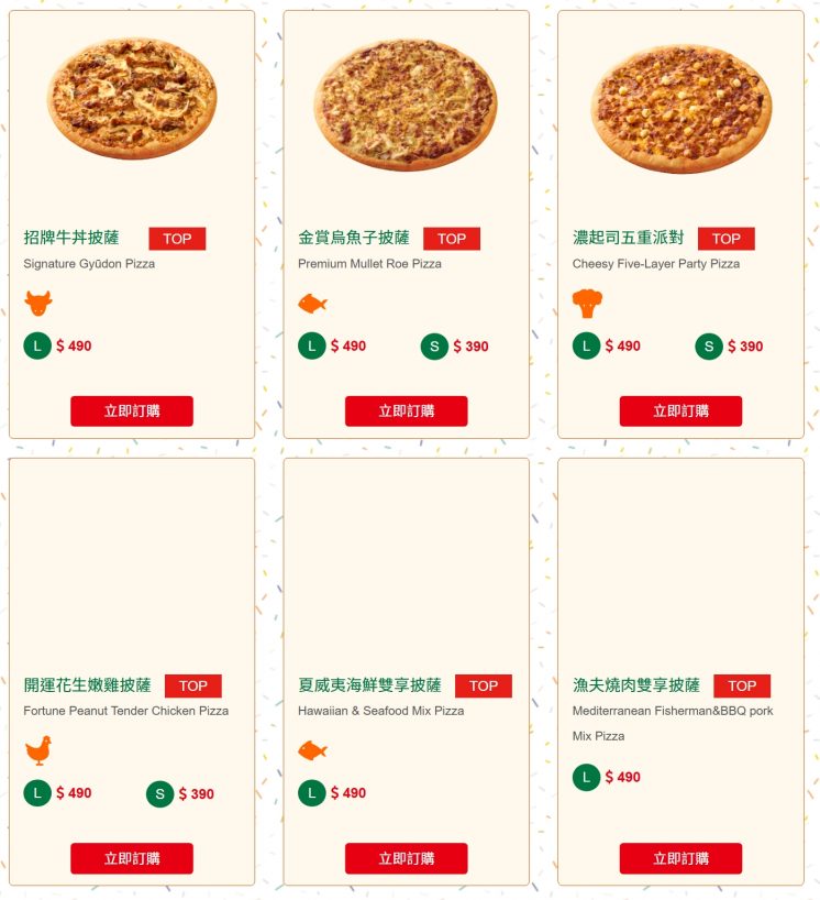 2026拿坡里披薩菜單