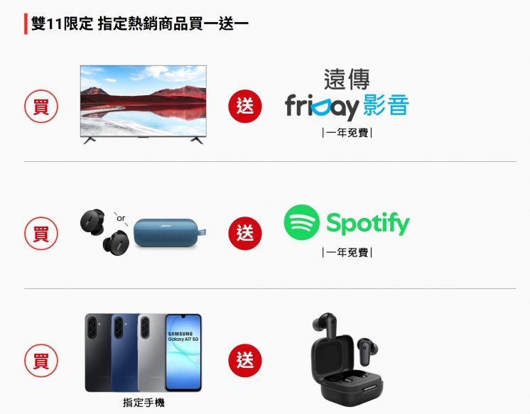 遠傳電信雙11_買一送一