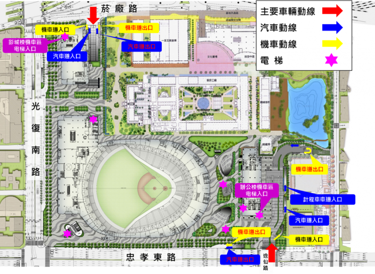 大巨蛋停車場出入口位置
