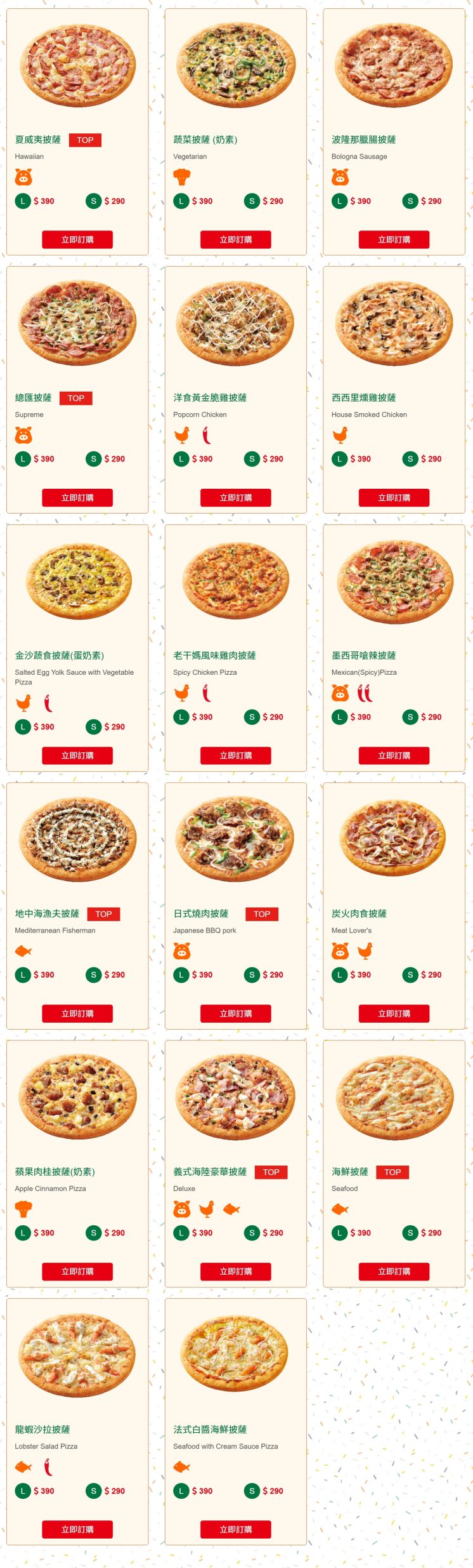 2026拿坡里披薩菜單