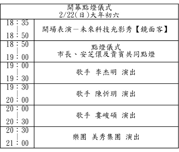 2026新北燈會_開幕表演時間表