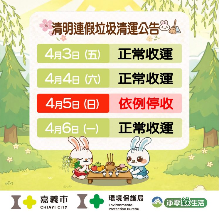 115嘉義市清明節連假垃圾車