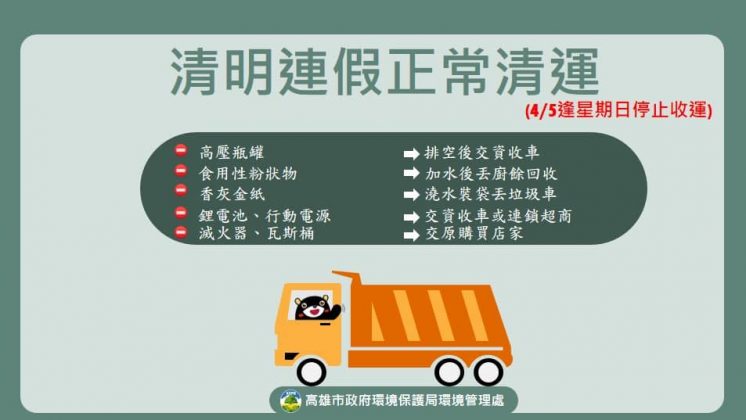 115高雄市清明節連假垃圾車