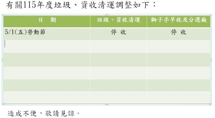 115苗栗卓蘭鎮勞動節垃圾車