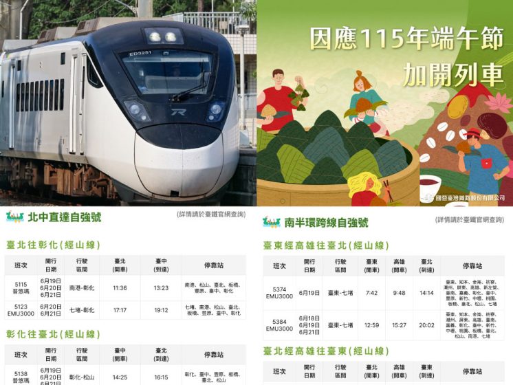 台鐵端午節訂票