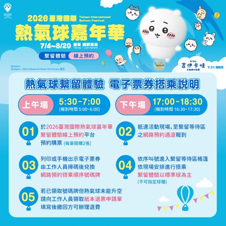 台東熱氣球電子票券搭乘說明