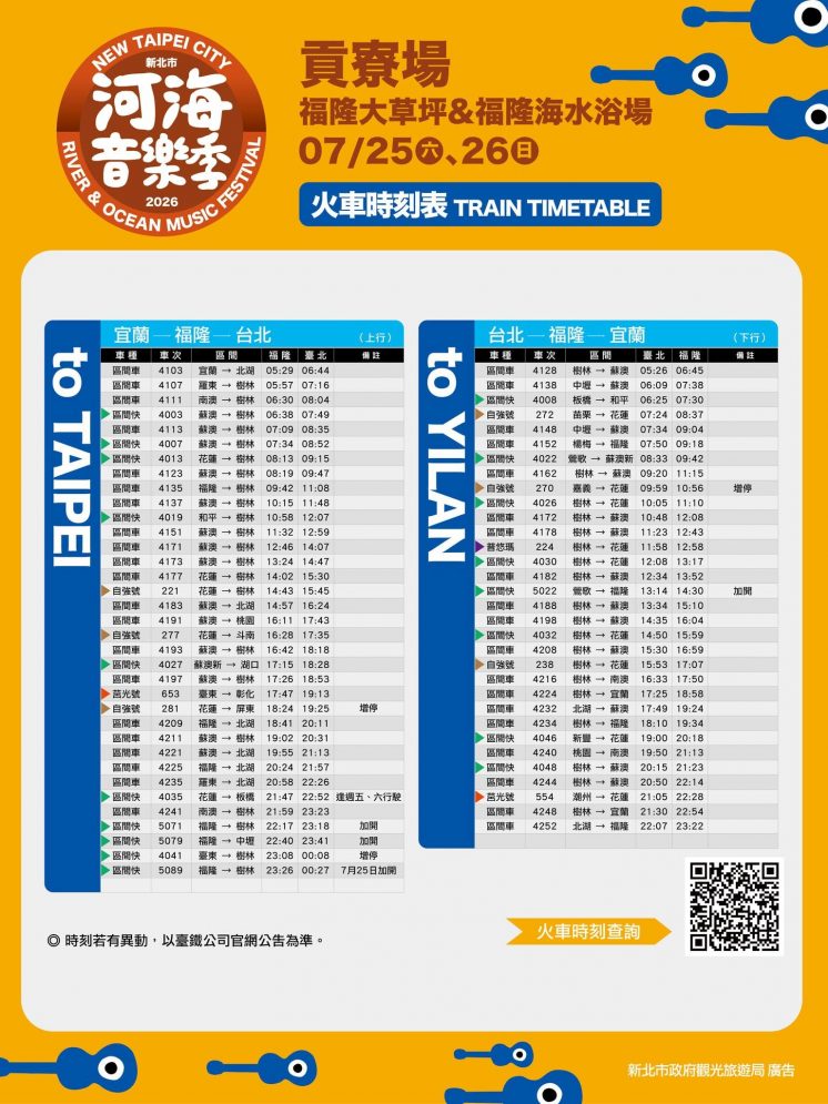 貢寮場火車時刻表