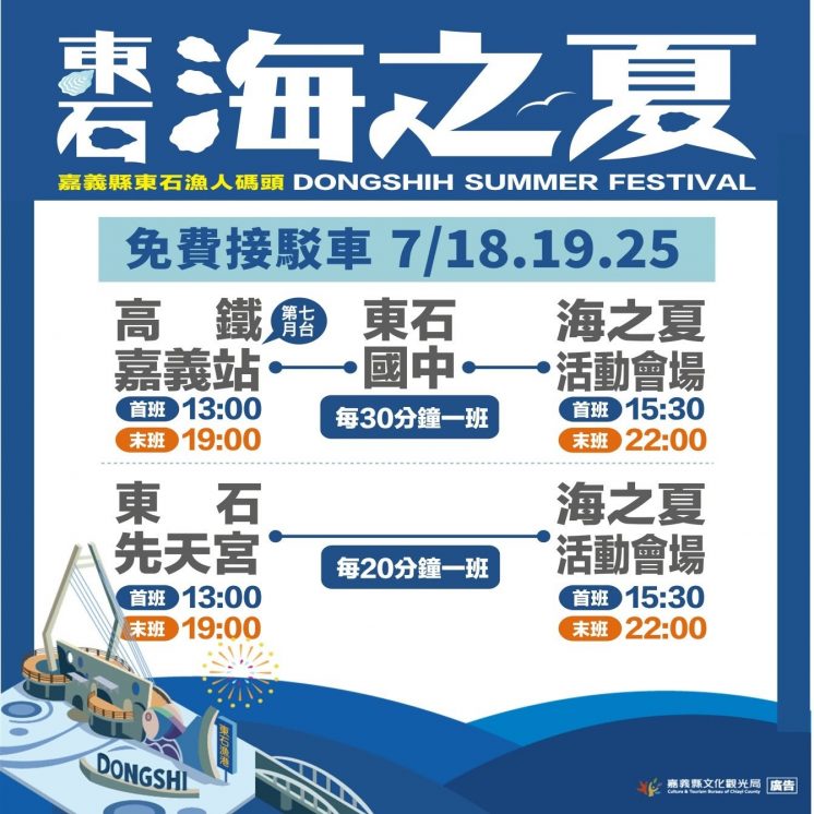 東石海之夏接駁車時刻表