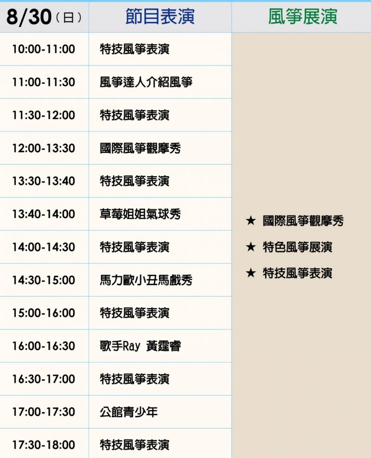 新竹市風箏節節目表