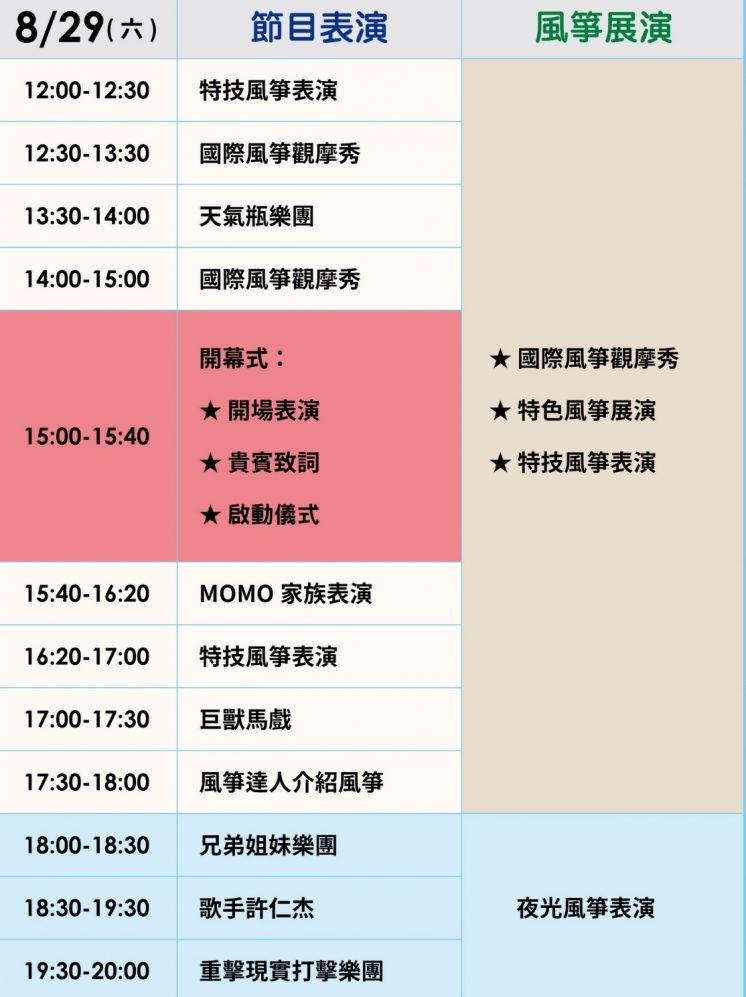 新竹市風箏節節目表