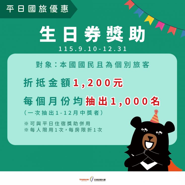 國旅補助生日券