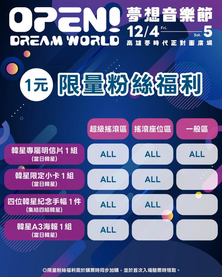 OPEN!夢想音樂節粉絲福利