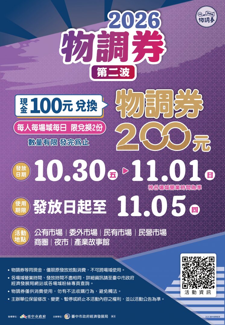 2026台中物調券發放時間