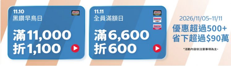 2026好市多線上購物雙11優惠活動